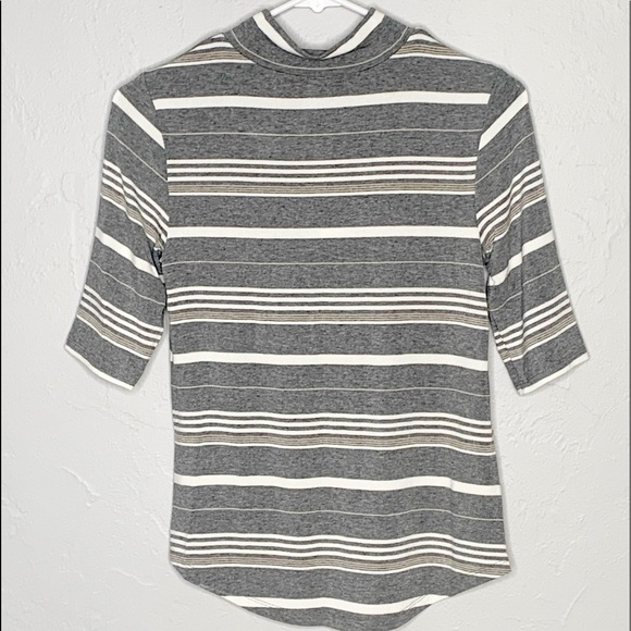 Nwt Ann Taylor gray striped rayon jersey tee top - Picture 3 of 7